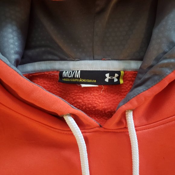 Mens Orange Under Armour Sweatshirt Hoodie Size M - Picture 2 of 3
